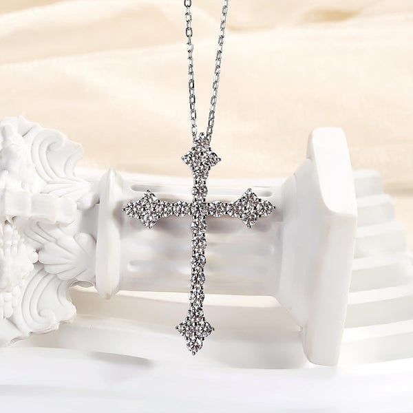 Louily Sterling Silver Classic Cross pendant Necklace