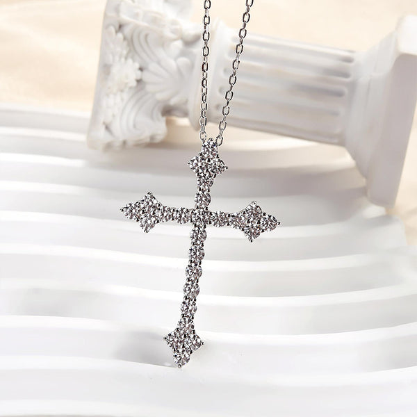 Louily Sterling Silver Classic Cross pendant Necklace