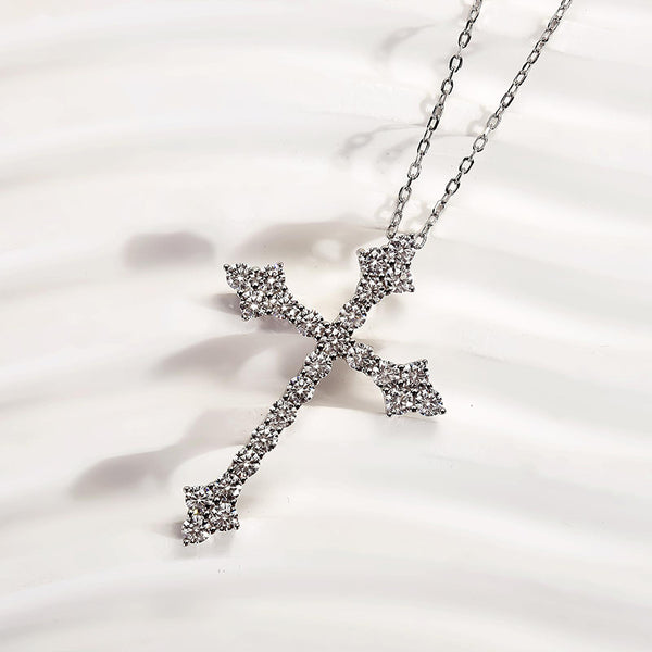 Louily Sterling Silver Classic Cross pendant Necklace