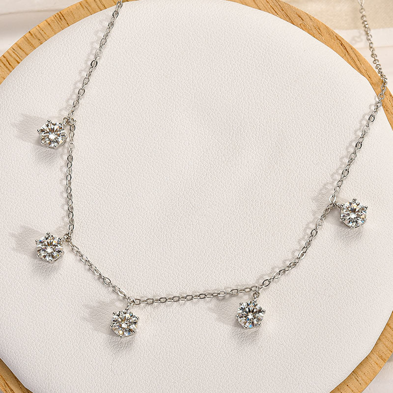 Louily Moissanite 2.5 Carat Round Cut Gypsophila Pendant Necklace - louilyjewelry