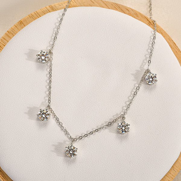 Louily Moissanite 2.5 Carat Round Cut Gypsophila Pendant Necklace