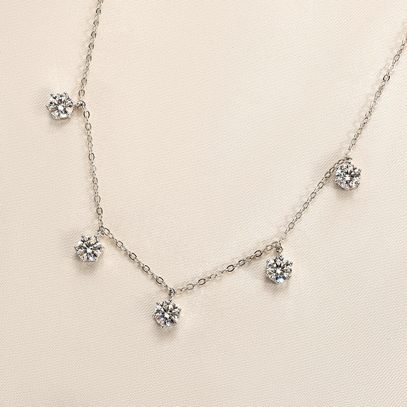 Louily Moissanite 2.5 Carat Round Cut Gypsophila Pendant Necklace - louilyjewelry