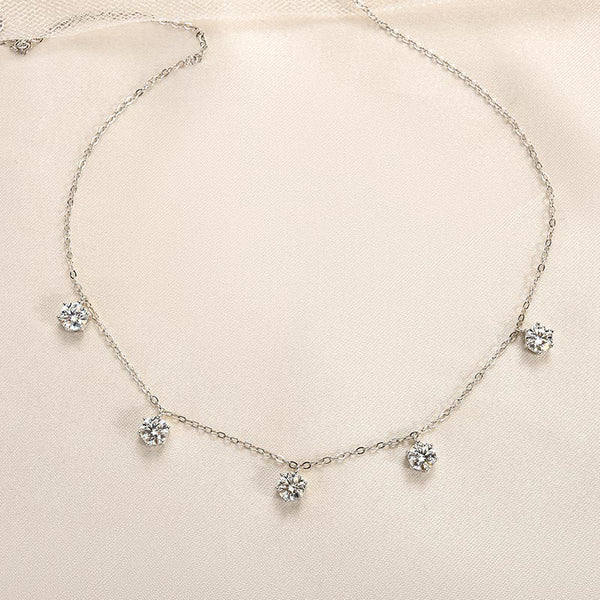 Louily Moissanite 2.5 Carat Round Cut Gypsophila Pendant Necklace