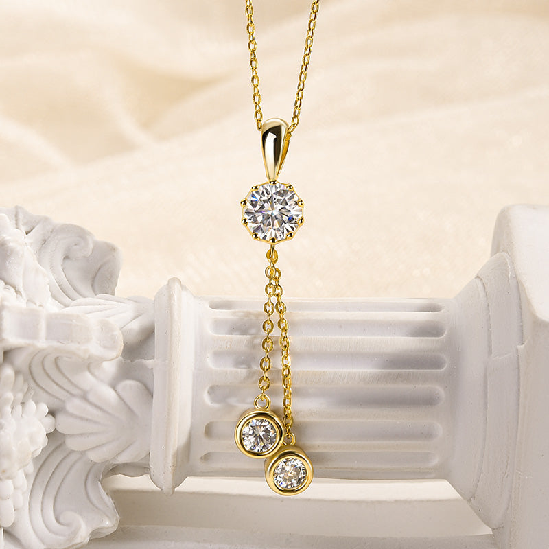 Louily Fashion Moissanite Round Cut Pendant Necklace - louilyjewelry