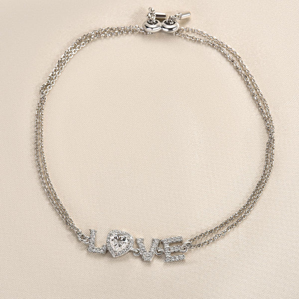 Louily Moissanite Heart-shaped Round Cut Bracelet