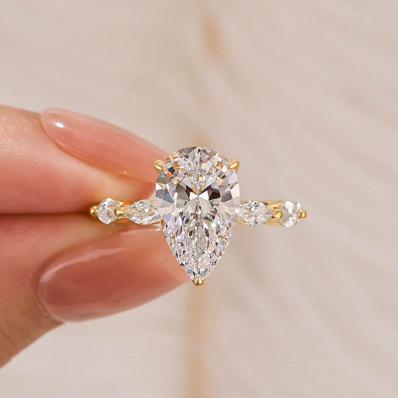 4.0Ct Pear Cut Vintage Engagement Ring Travel Ring In Sterling Silver