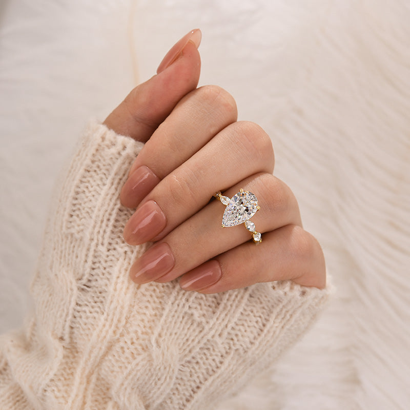 4.0Ct Pear Cut Vintage Engagement Ring Travel Ring In Sterling Silver