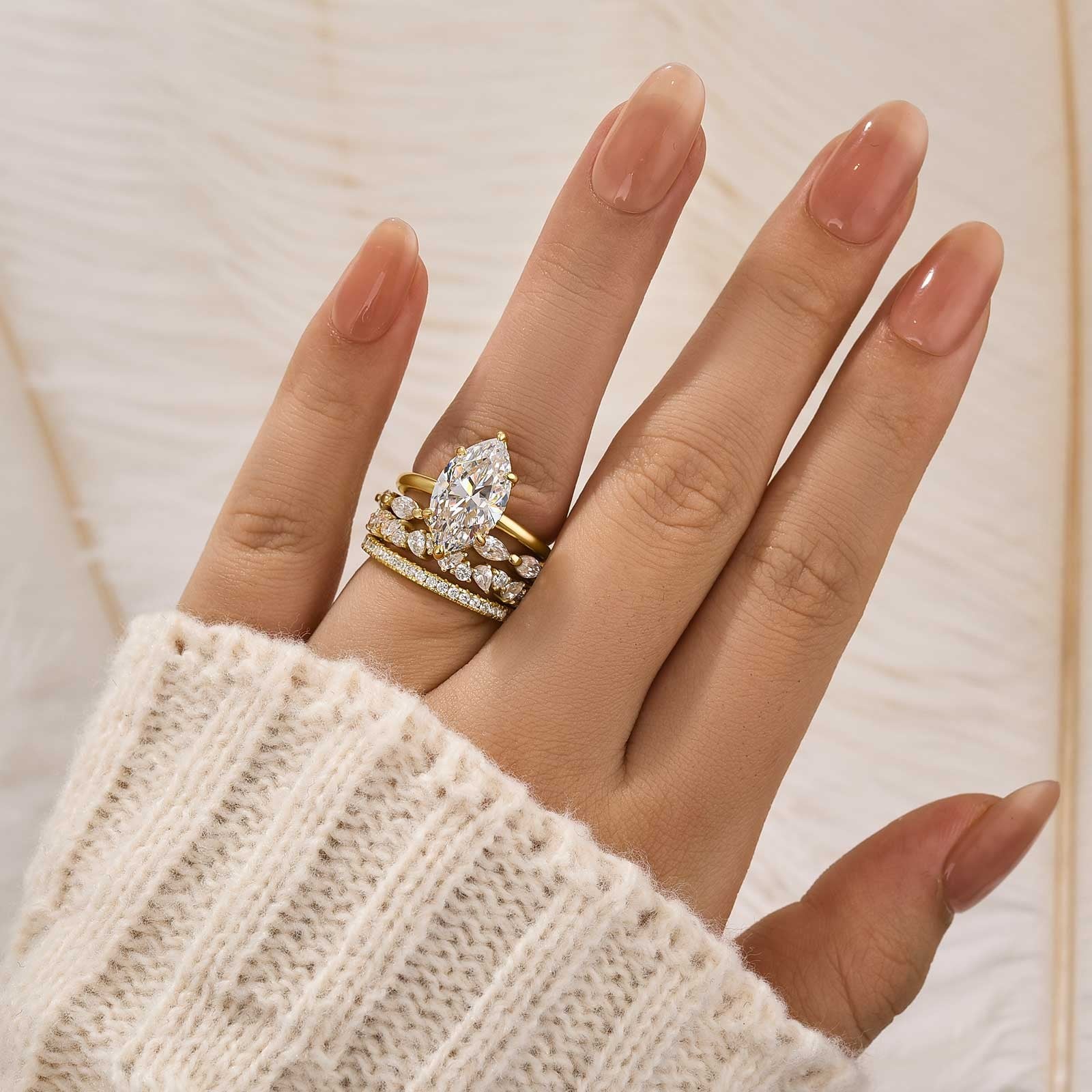 4PC 4.0Ct Marquise Cut Wedding Ring Travel Rings In Sterling Silver