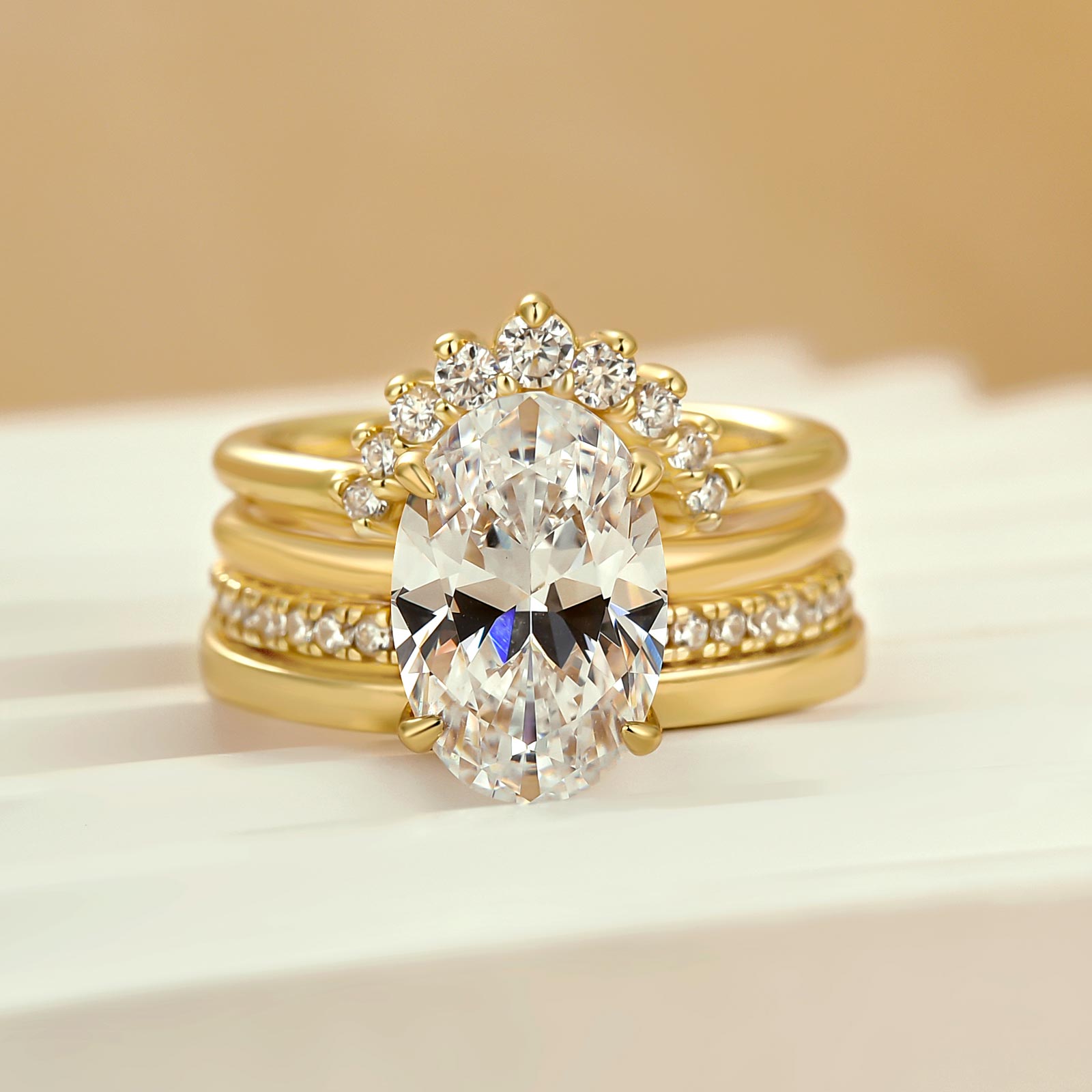 4PC Vintage 4.0Ct Oval Cut Wedding Ring Set Travel Rings