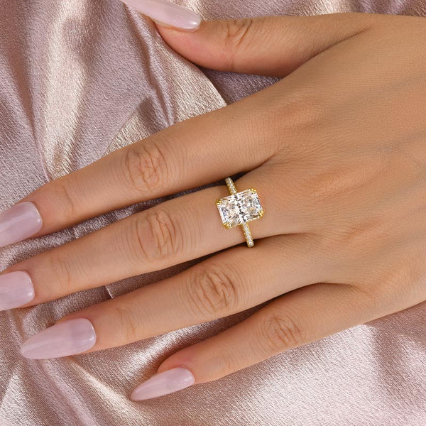 Louily Elegant Radiant Cut Engagement Ring