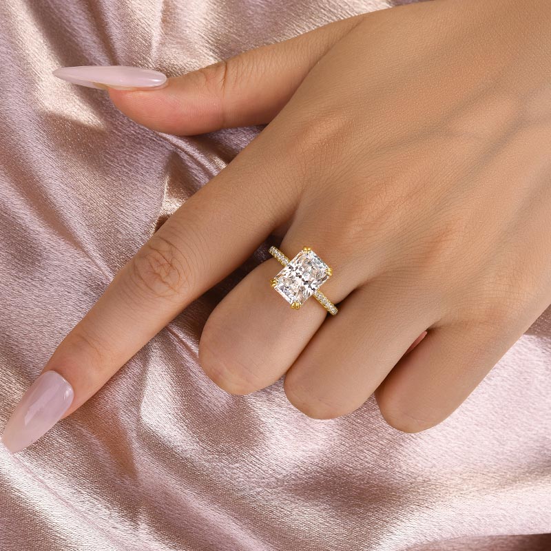 Louily 4.5 Carat Moissanite  Radiant Cut  Engagement Ring - louilyjewelry