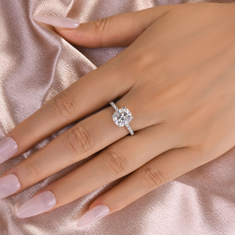 Louily Moissanite 3.0 Ct Cushion Cut Engagement Ring For Women - louilyjewelry