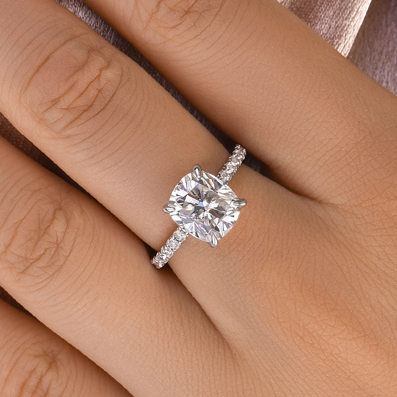 Louily Moissanite 3.0 Ct Cushion Cut Engagement Ring For Women - louilyjewelry