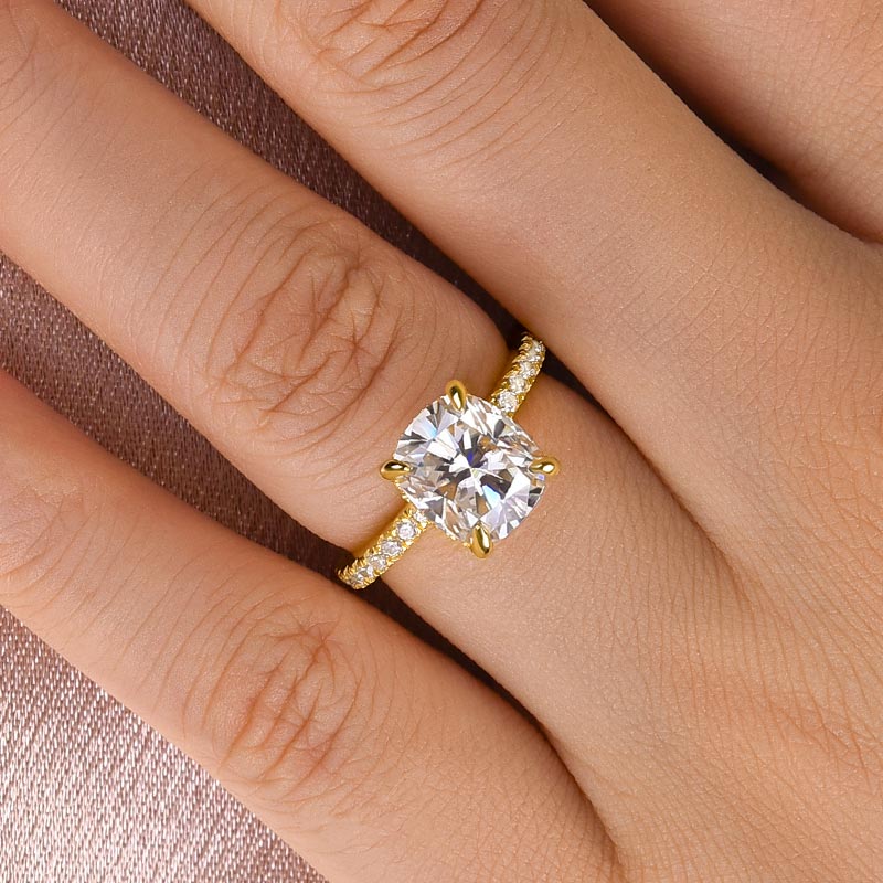 Louily Moissanite 3.0 Ct Cushion Cut Engagement Ring For Women - louilyjewelry