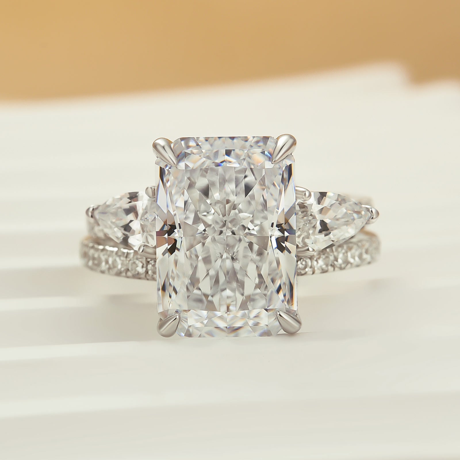 Unique 7.0Ct Radiant Cut Insert Wedding Ring Set For Women In Sterling Silver