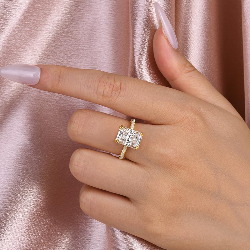 Louily 4.5 Carat Moissanite  Radiant Cut  Engagement Ring - louilyjewelry