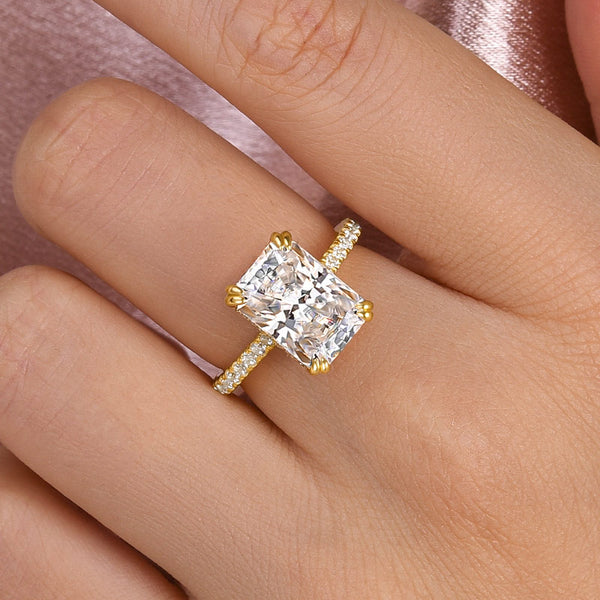 Louily Elegant Radiant Cut Engagement Ring