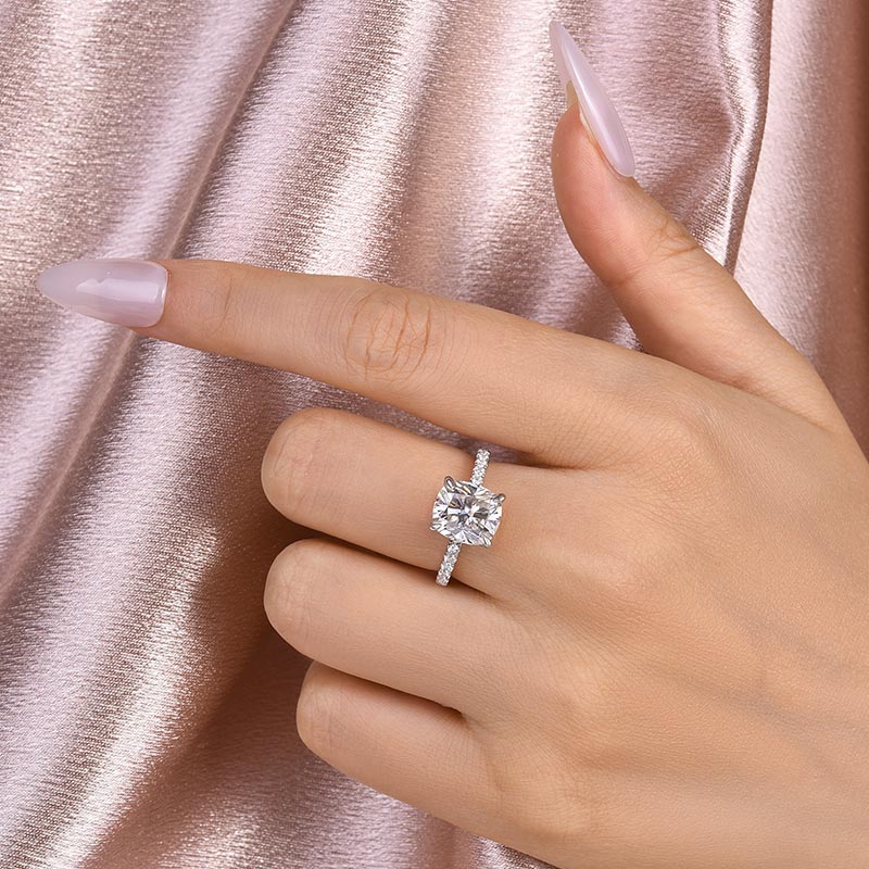 Louily Moissanite 3.0 Ct Cushion Cut Engagement Ring For Women - louilyjewelry