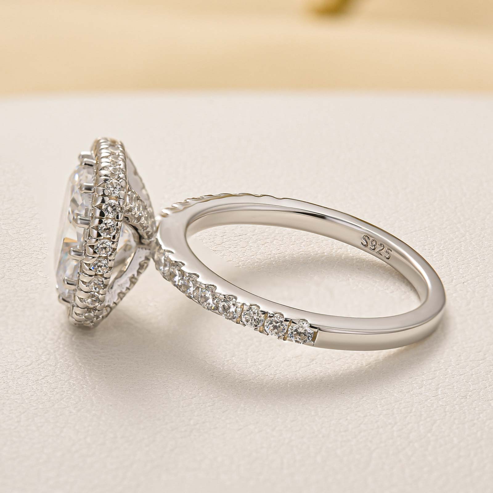 Louily Elegant Halo Cushion Cut Engagement Ring In Sterling Silver - louilyjewelry