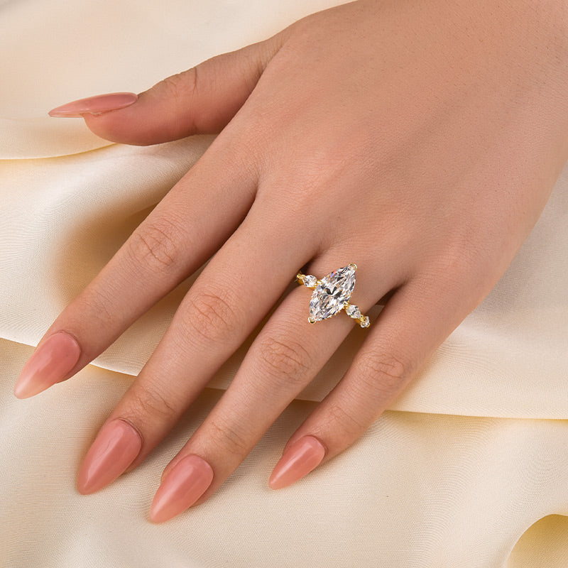 Louily Marquise Cut Engagement Ring For Women In Sterling Silver - louilyjewelry