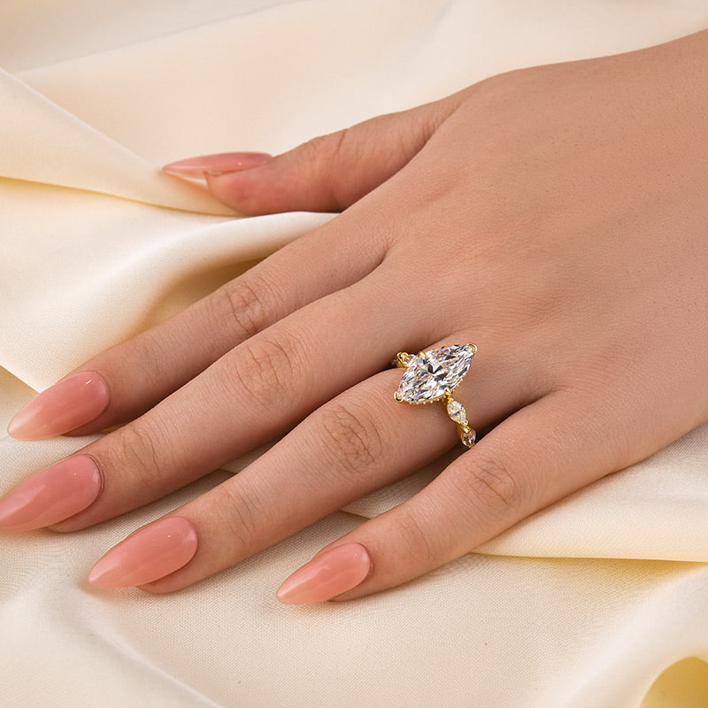 Louily Marquise Cut Engagement Ring For Women In Sterling Silver - Louily Jewelry