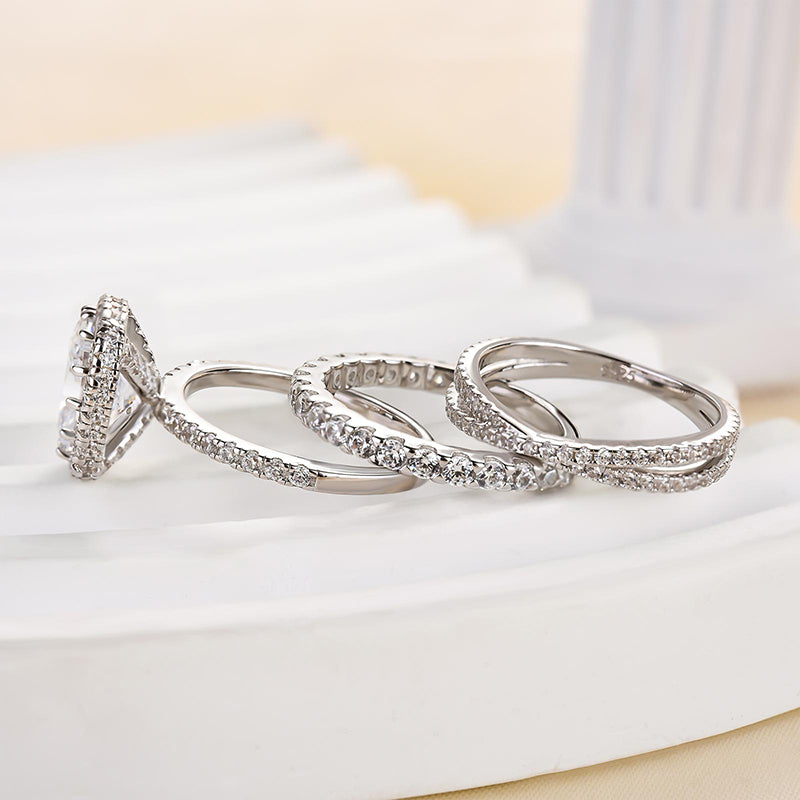 Louily Desirablet Halo Cushion Cut 3PC Wedding Set - louilyjewelry