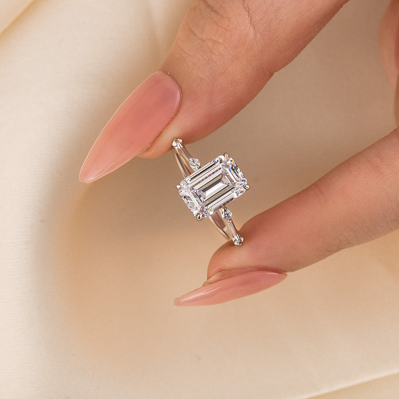 Louily Unique Emerald Cut Engagement Ring For Women - louilyjewelry
