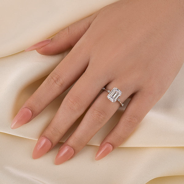 Louily Unique Emerald Cut Engagement Ring For Women