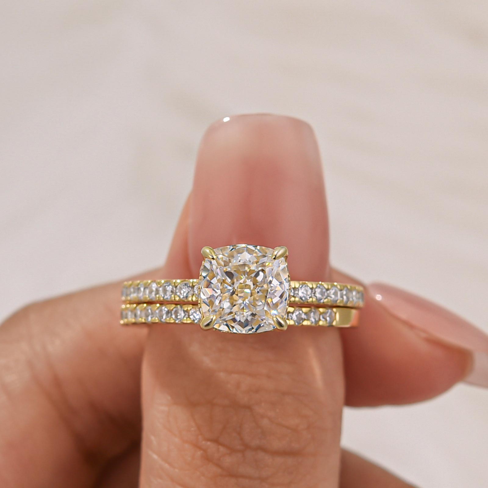 Louily Exquisite Cushion Cut Wedding Ring Set For Women In Sterling Silver