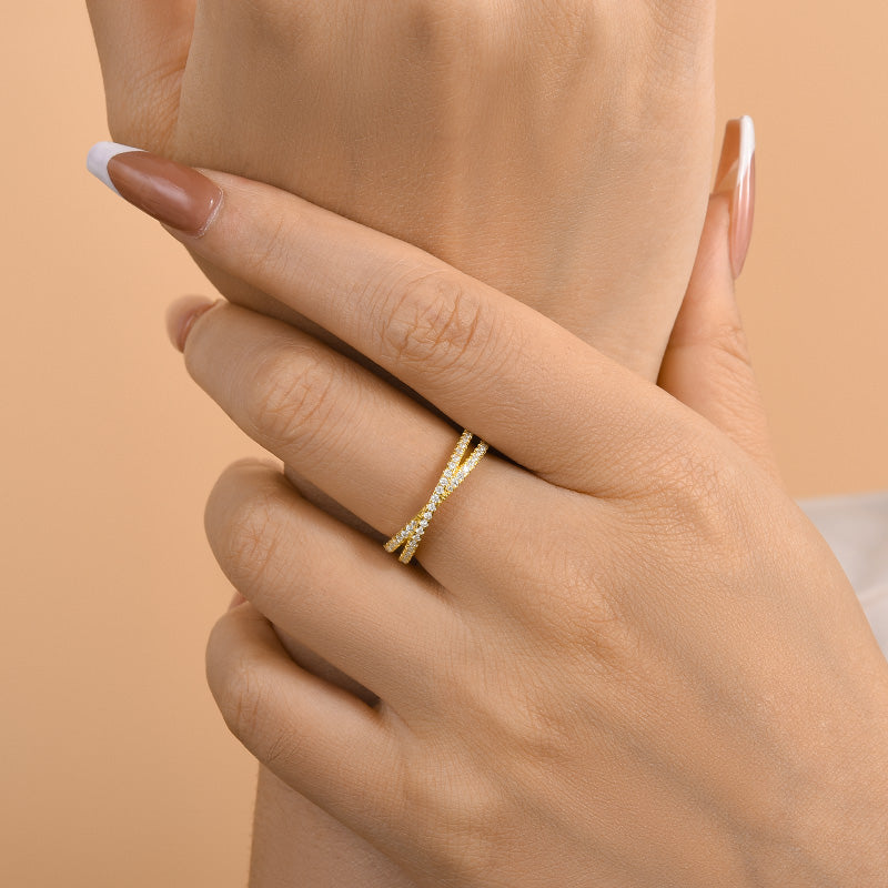 Louily Moissanite 2.0 Ct X Criss Cross Wedding Band - louilyjewelry