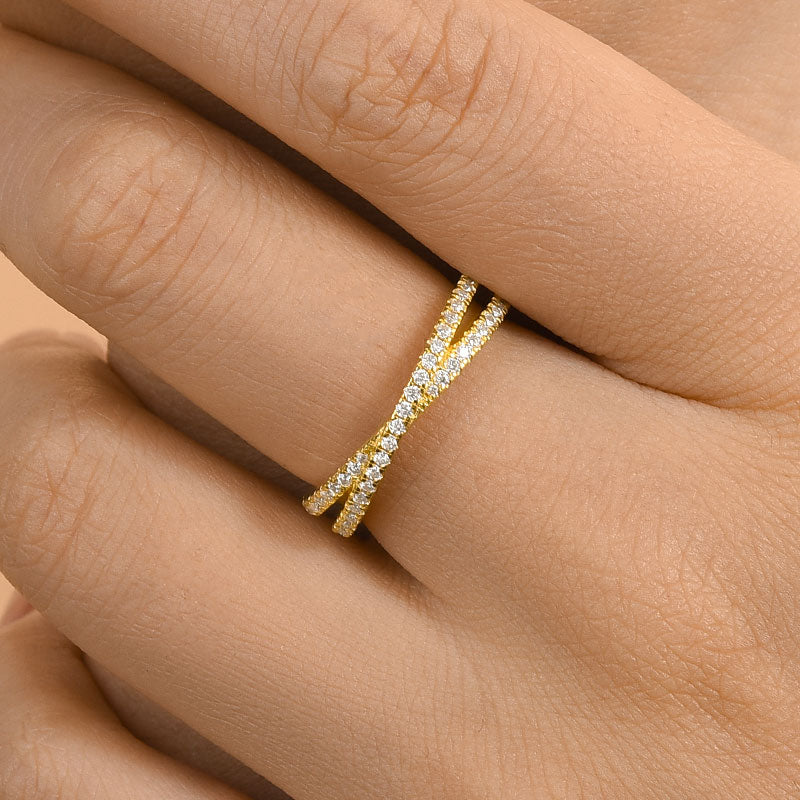 Louily Moissanite 2.0 Ct X Criss Cross Wedding Band - louilyjewelry