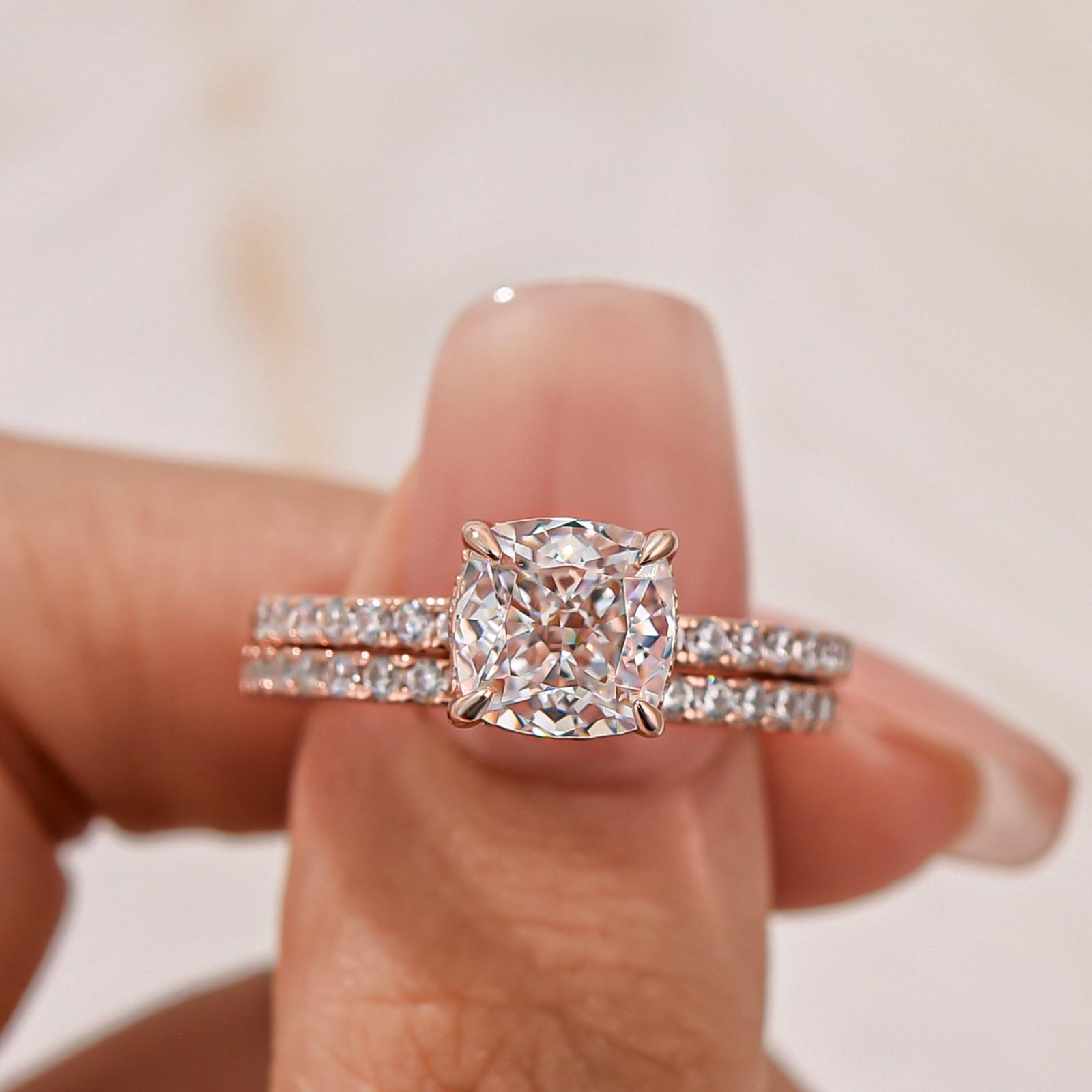 Louily Exquisite Cushion Cut Wedding Ring Set For Women In Sterling Silver