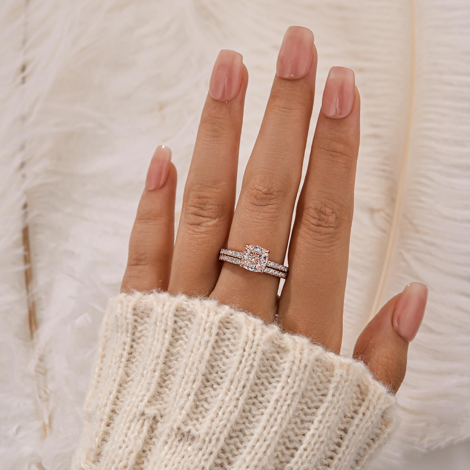 Louily Exquisite Cushion Cut Wedding Ring Set For Women In Sterling Silver