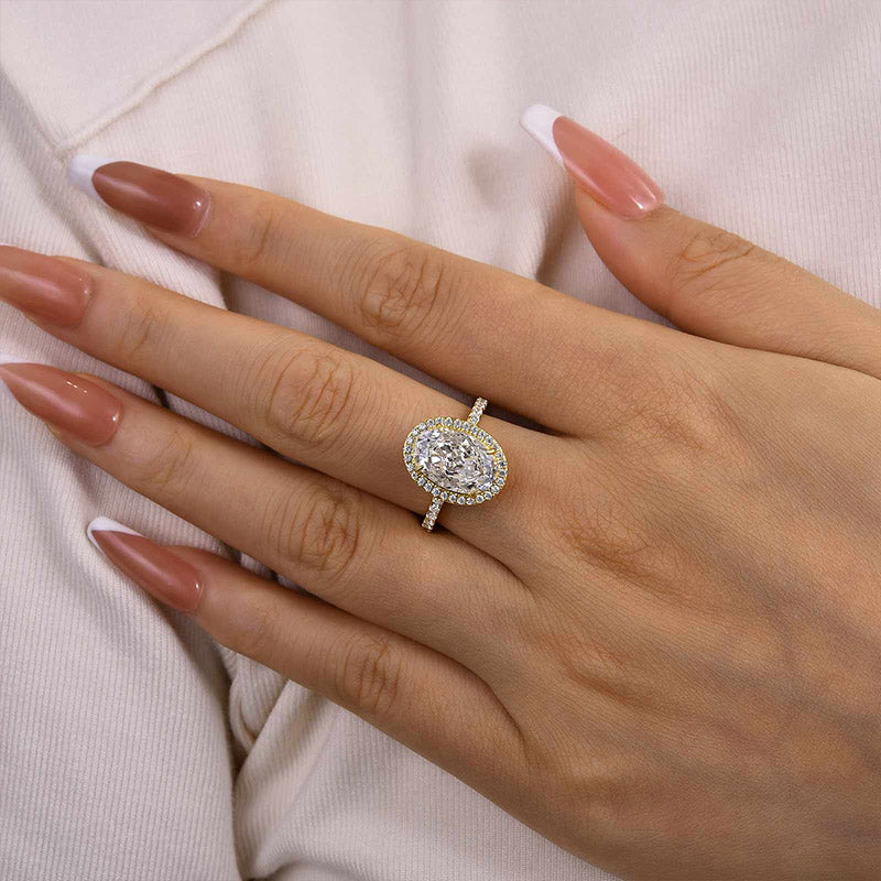 Louily Exquisite Halo Oval Cut Engagement Ring For Women In Sterling Silver - louilyjewelry