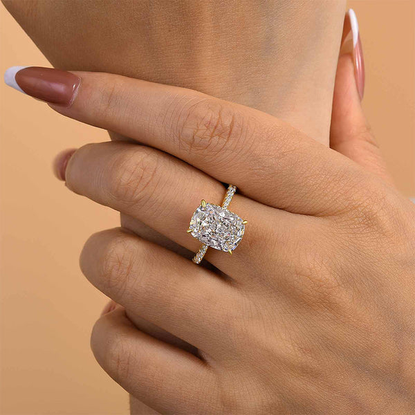 Louily Exclusive Crushed Ice Cushion Cut Engagement Ring For Women In Sterling Silver