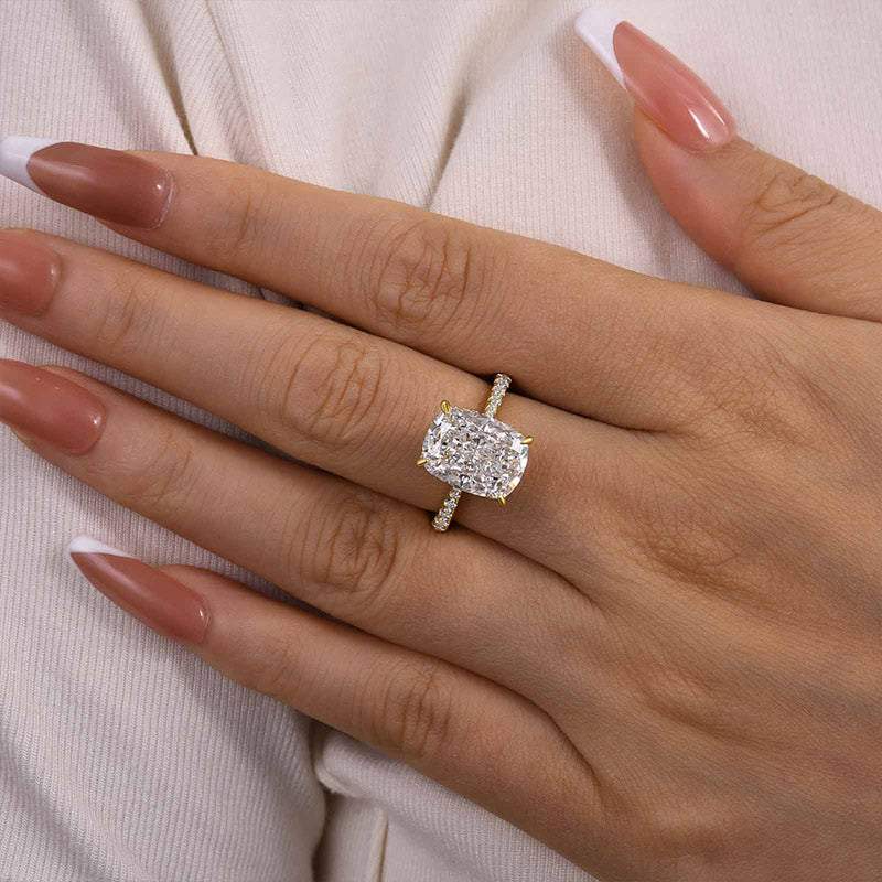 Louily Exclusive Crushed Ice Cushion Cut Engagement Ring For Women In Sterling Silver - louilyjewelry