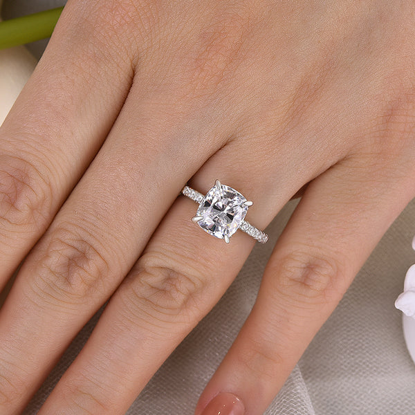 Louily Cushion Cut Engagement Ring In Sterling Silver - louilyjewelry