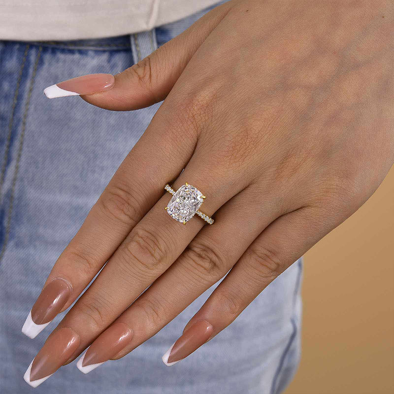 Louily Exclusive Crushed Ice Cushion Cut Engagement Ring For Women In Sterling Silver - louilyjewelry