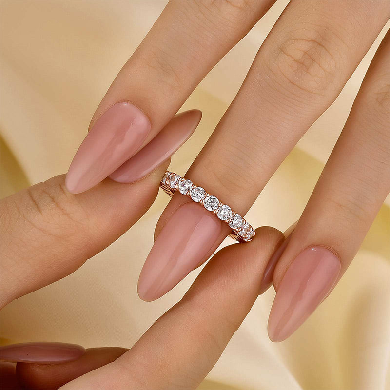 Louily Eternity Round Cut Simulated Diamond Wedding Band In Sterling Silver