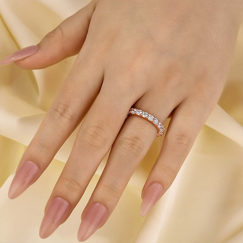 Louily Eternity Round Cut Simulated Diamond Wedding Band In Sterling Silver