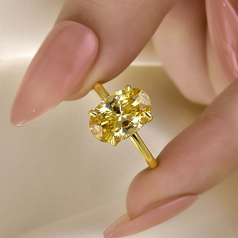 Louily Unique Yellow Stone 3.5 Carat Oval Cut Engagement Ring - louilyjewelry