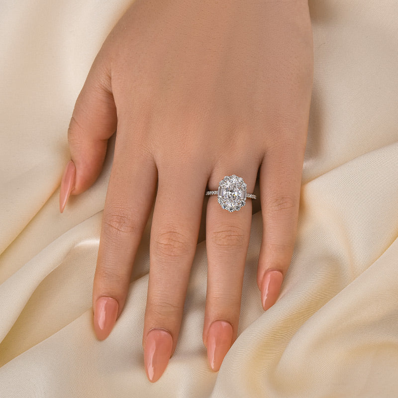 Louily Beautiful Halo Oval Cut Engagement Ring For Women - louilyjewelry