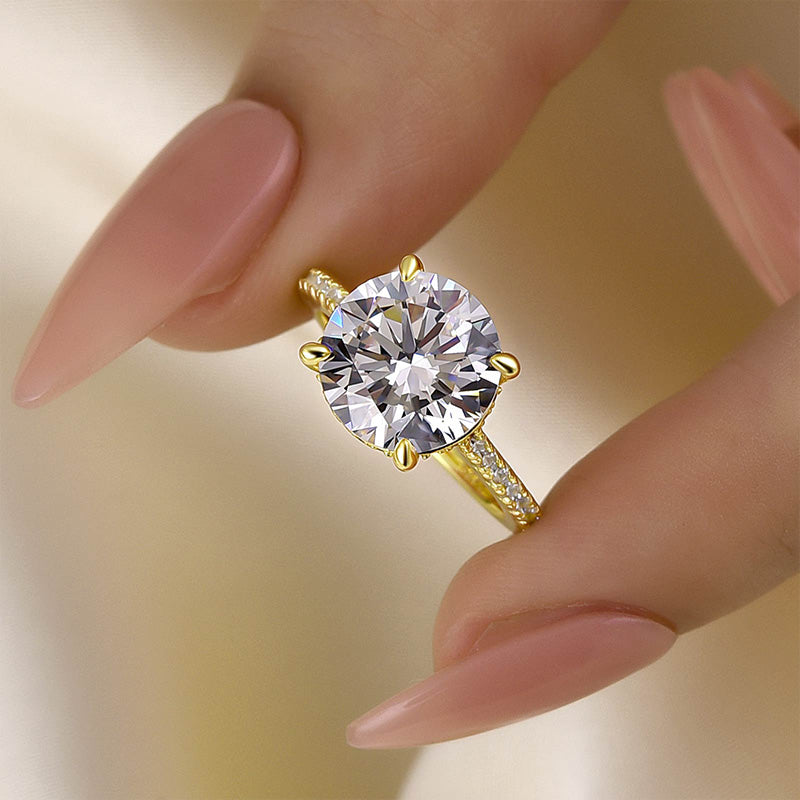 Louily Luxurious Round Cut 4 Prong Engagement Ring For Women In Sterling Silver - louilyjewelry