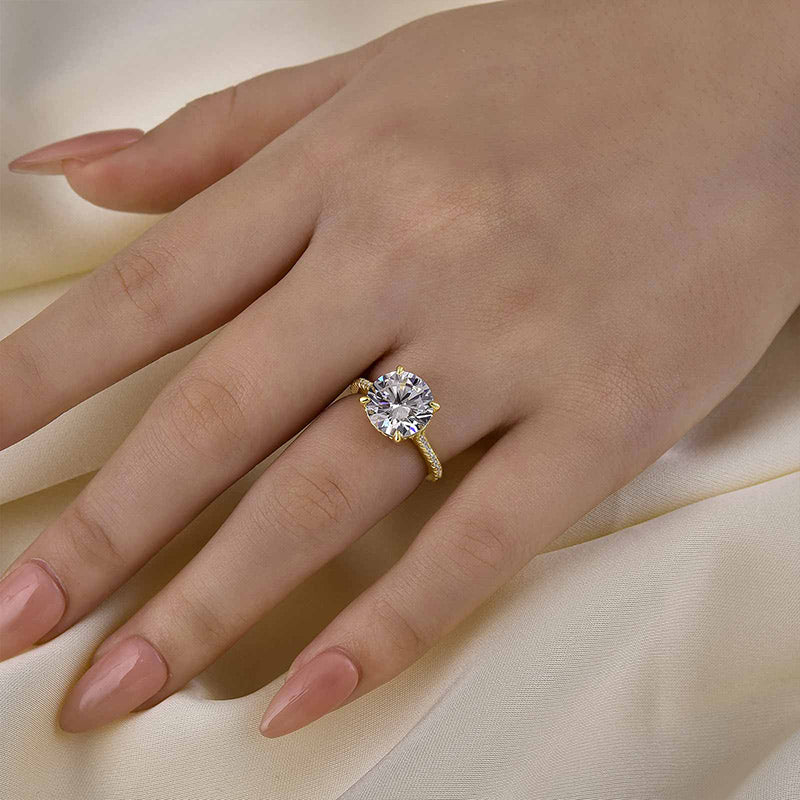 Louily Luxurious Round Cut 4 Prong Engagement Ring For Women In Sterling Silver - louilyjewelry