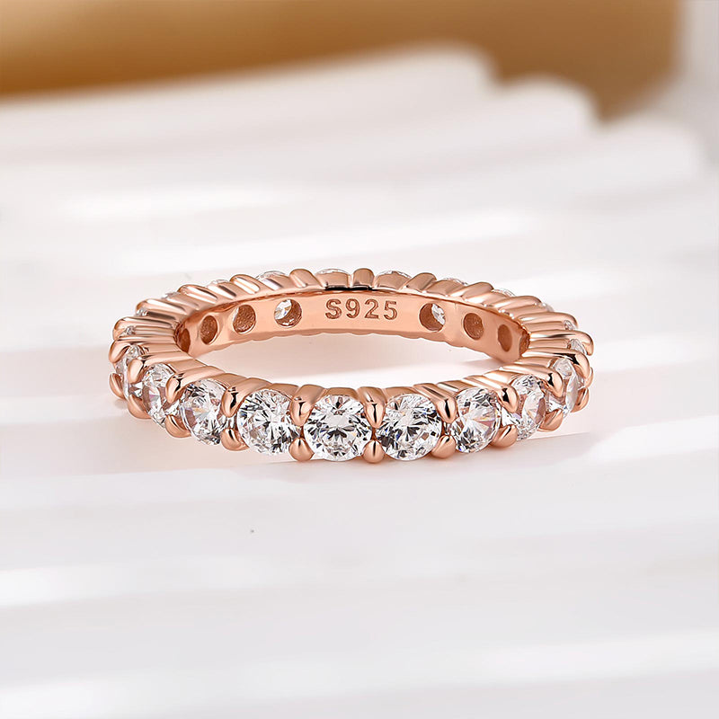 Louily Eternity Round Cut Simulated Diamond Wedding Band In Sterling Silver