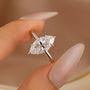 Moissanite 1.0~3.0 Ct Marquise Cut Solitaire White Gold Promise Ring For Women - louilyjewelry