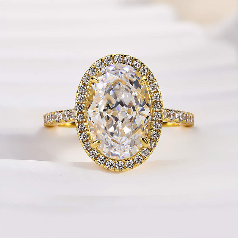 Louily Exquisite Halo Oval Cut Engagement Ring For Women In Sterling Silver - louilyjewelry