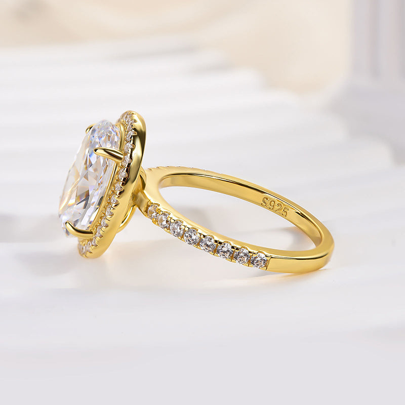 Louily Exquisite Halo Oval Cut Engagement Ring For Women In Sterling Silver - louilyjewelry