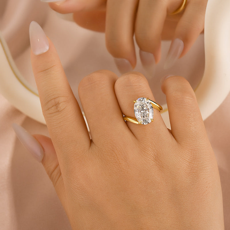 5.5Ct Oval Cut Unique Engagement Ring Travel Rings In Sterling Silver