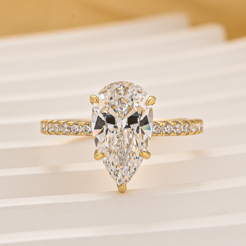 3.0Ct Pear Cut Engagement Ring Travel Ring In Sterling Silver